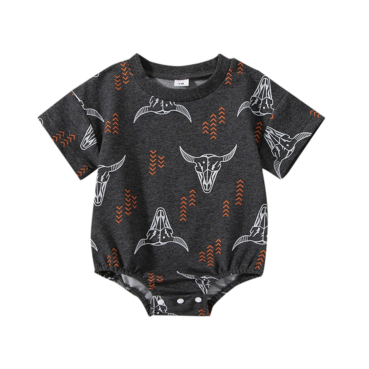 Baby Western Cowboy Jumpsuits Cartoon Cattle Print