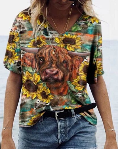 Western Highland Cattle 3D Print T-Shirts  Oversized