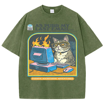 As purr my lasst email-funny Cat Unisex Washed Tees - myfunfarm