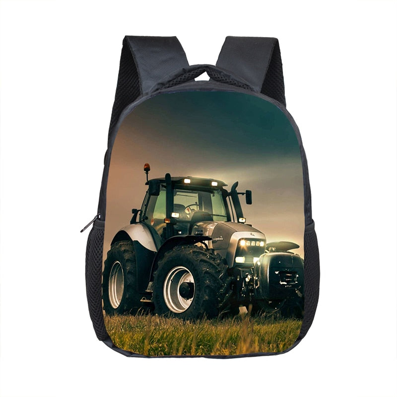 Farm Tractor Print Backpack Children School Bags