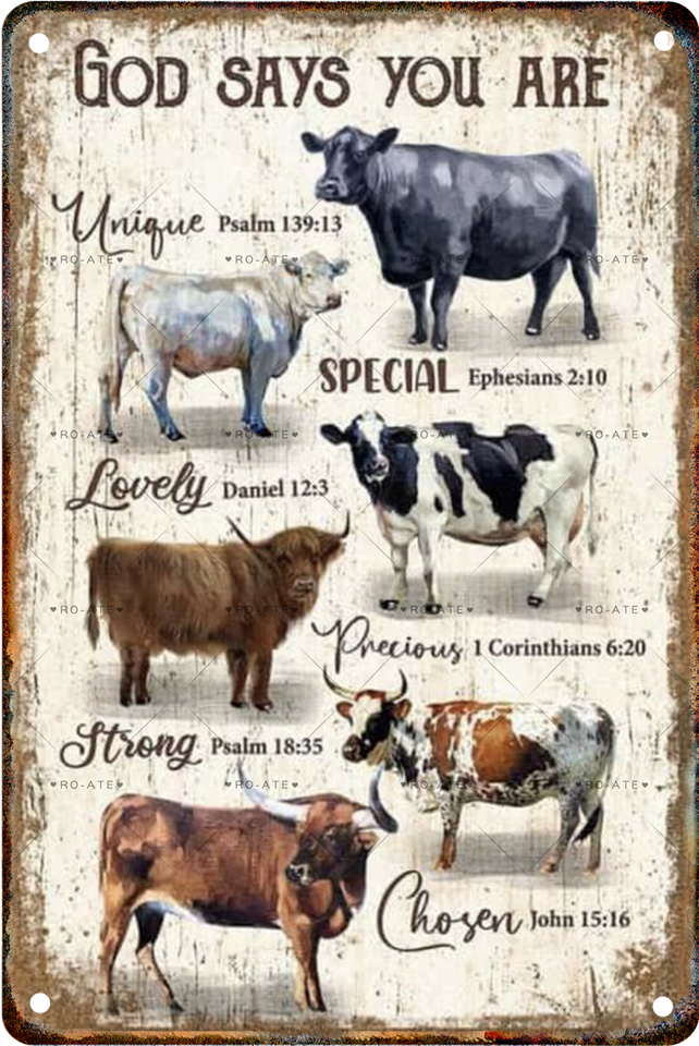 Vintage Cow Metal Sign  Wall Art Decor