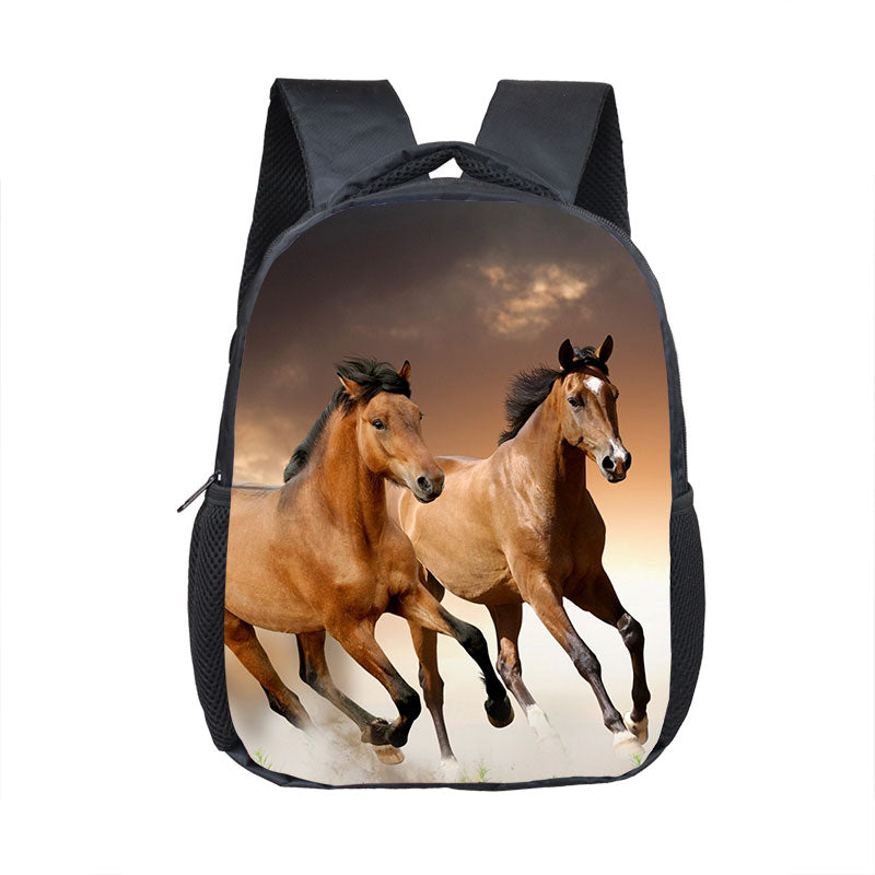 Horse Print Backpack Children School Bags