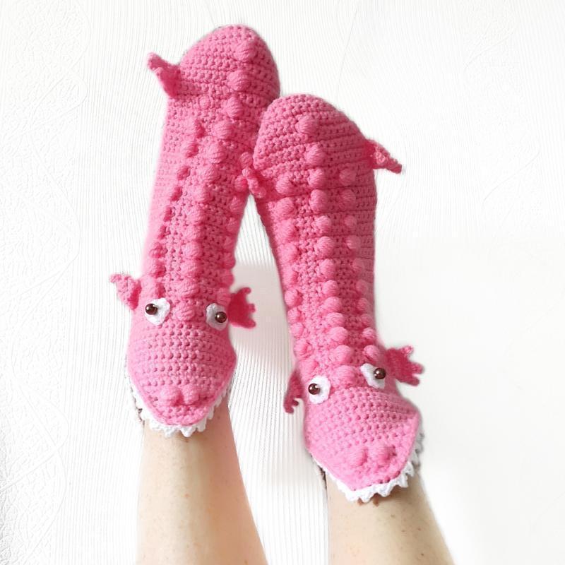 Winter Knitting Hand Crochet Women's Socks 3D Animals - myfunfarm