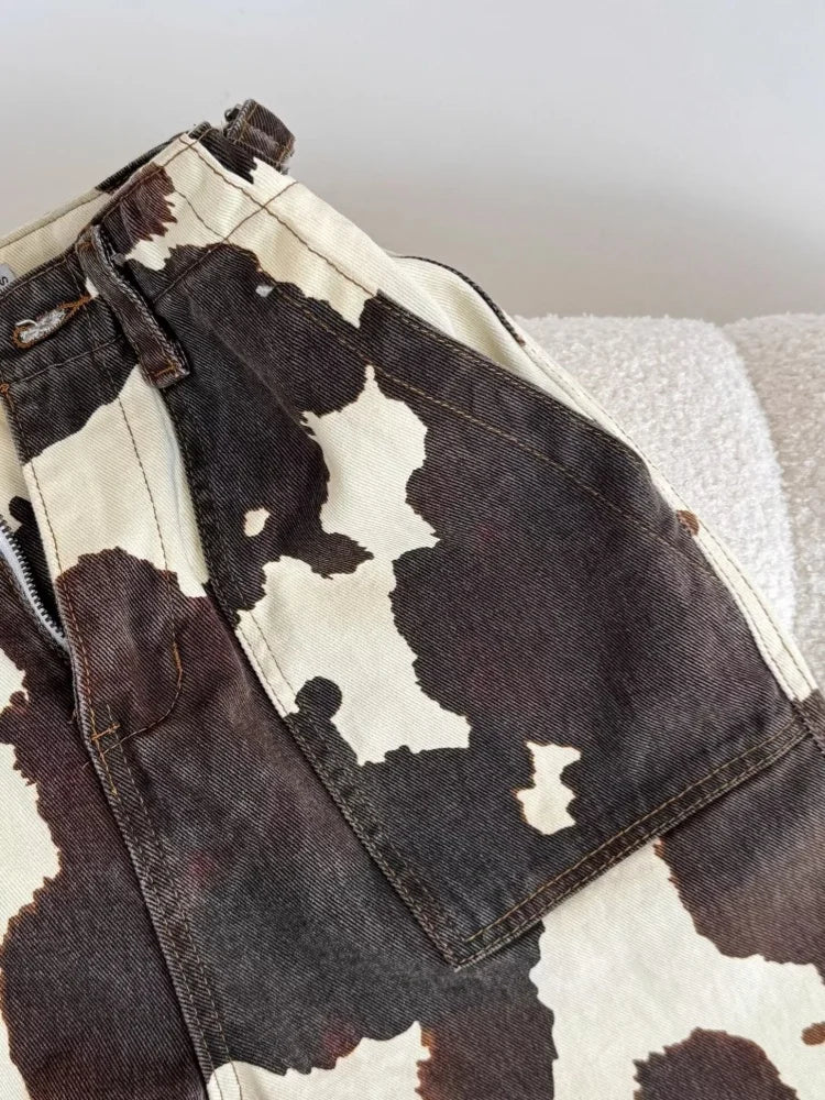 Cow Pattern Jeans Pants For Women