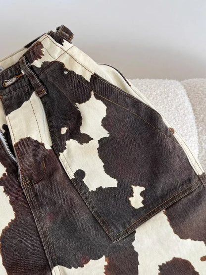 Cow Pattern Jeans Pants For Women