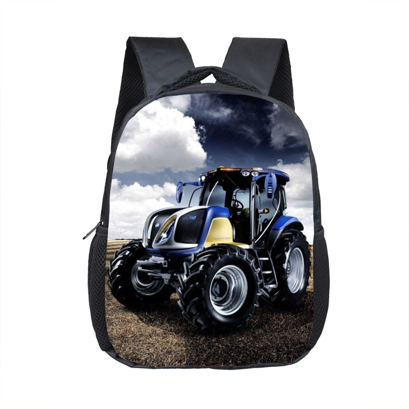 Farm Tractor Print Backpack Children School Bags