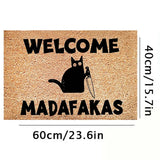 Dark Cat Welcome Madafakas Full Print Doormat Fun  Home Decor