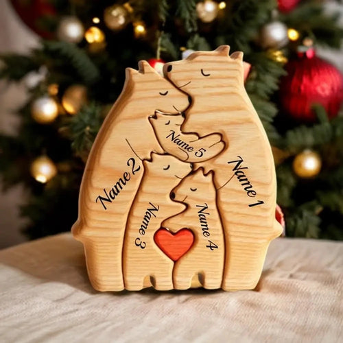 Engraving DIY Bear Family Wooden Puzzle Personalized