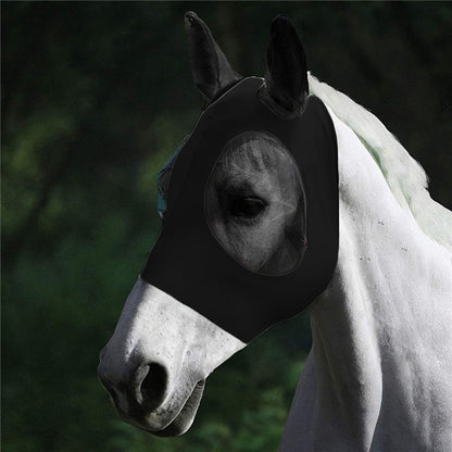 1pc Anti-Fly Mesh Equine Horse Mask Stretch Bug Eye with Covered Ears Long Nose