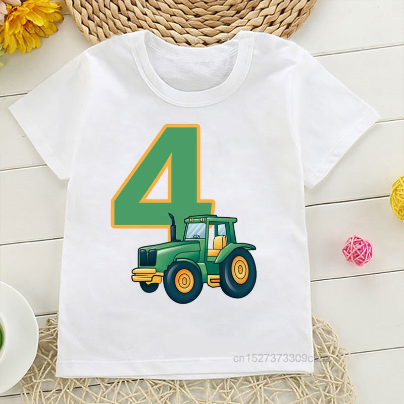 T Shirt for kid Farmer Tractor 1-9 Years Old Happy Birthday Gift