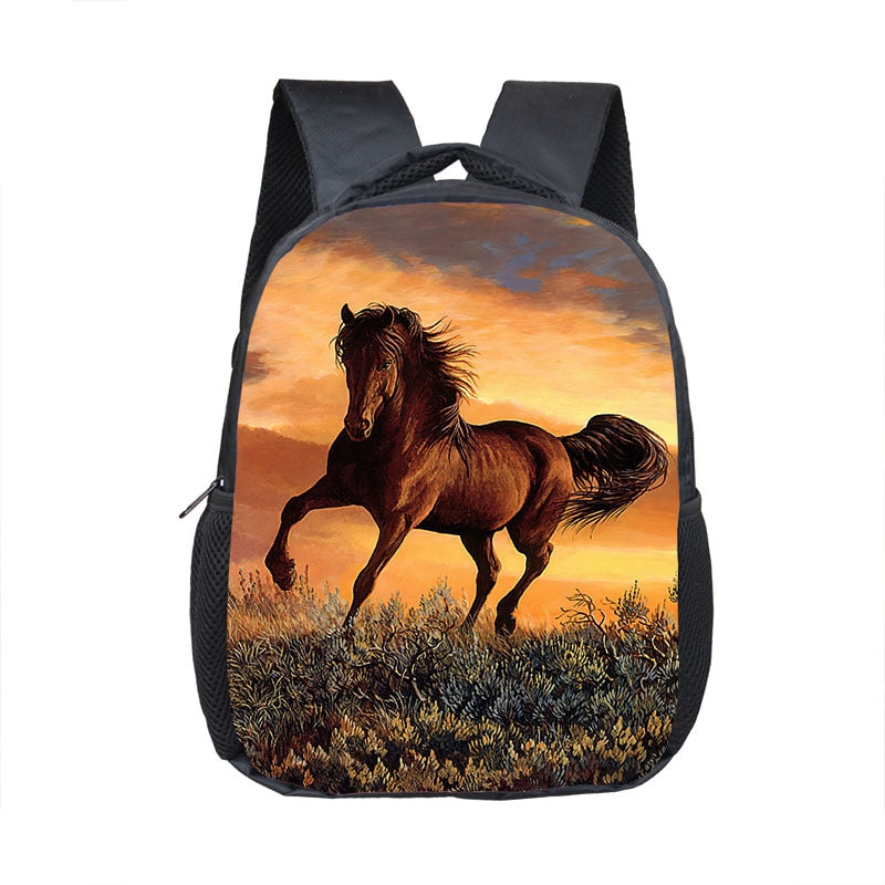 Horse Print Backpack Children School Bags