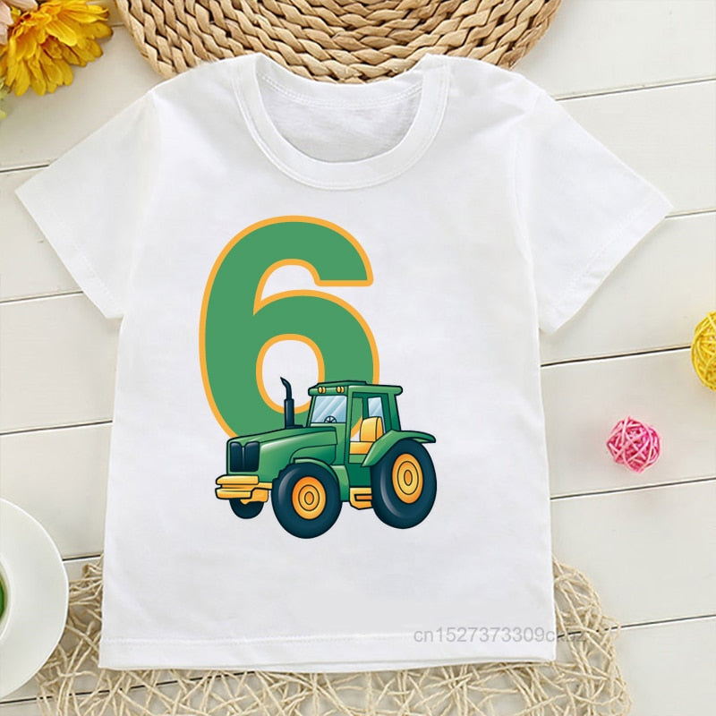 T Shirt for kid Farmer Tractor 1-9 Years Old Happy Birthday Gift