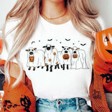 Pumpkin Ghost Cows Halloween Unisex T-Shirt