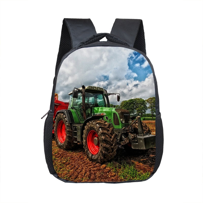 Farm Tractor Print Backpack Children School Bags