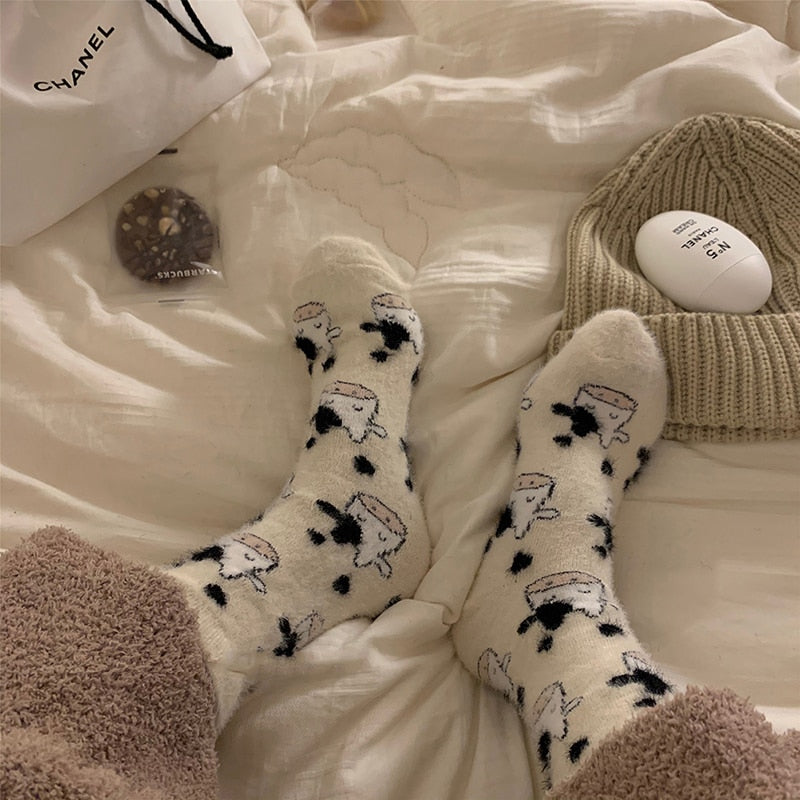 Milk Cow Autumn Socks Soft Warm  for Women - myfunfarm