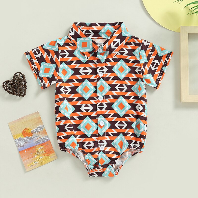 Summer Newborn Baby Boys Shirts Bodysuits 5 Colors Cattle Cactus Print - myfunfarm
