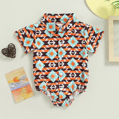 Summer Newborn Baby Boys Shirts Bodysuits 5 Colors Cattle Cactus Print - myfunfarm