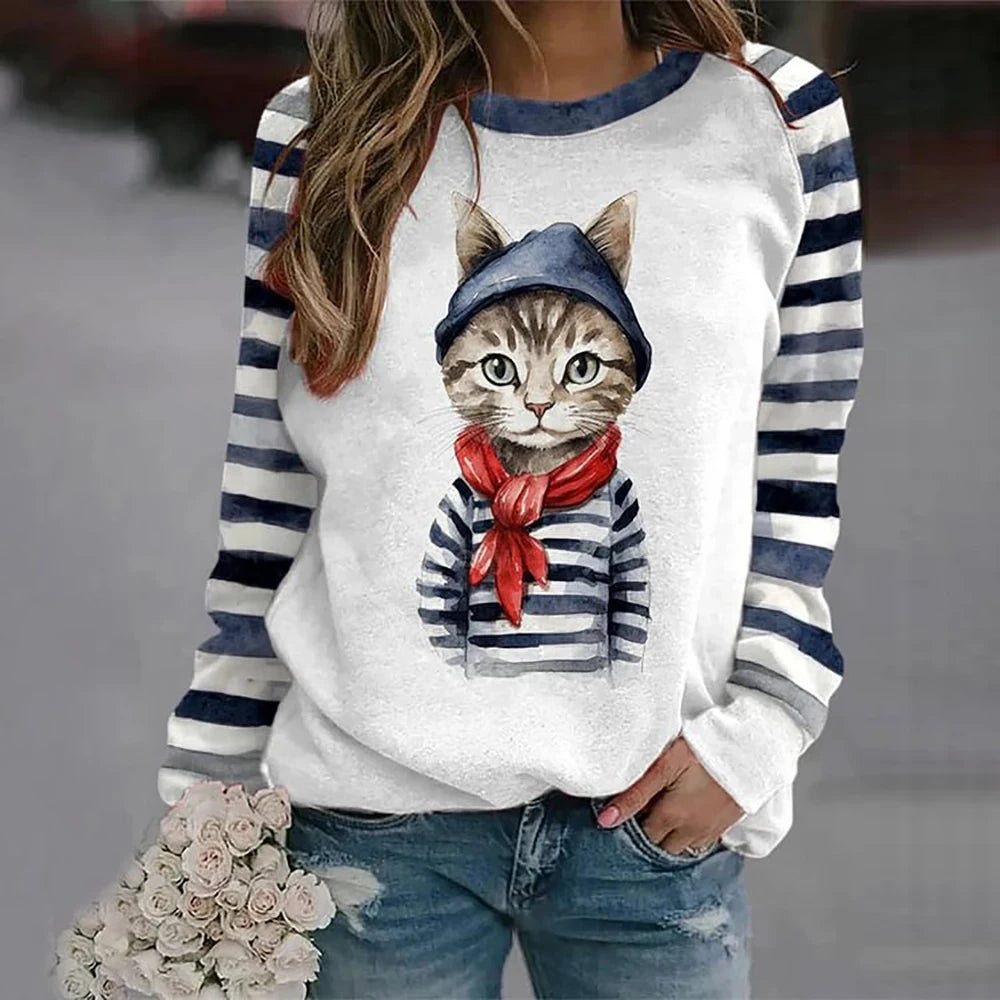 Cute Cat in Sweatshirts painting style - myfunfarm