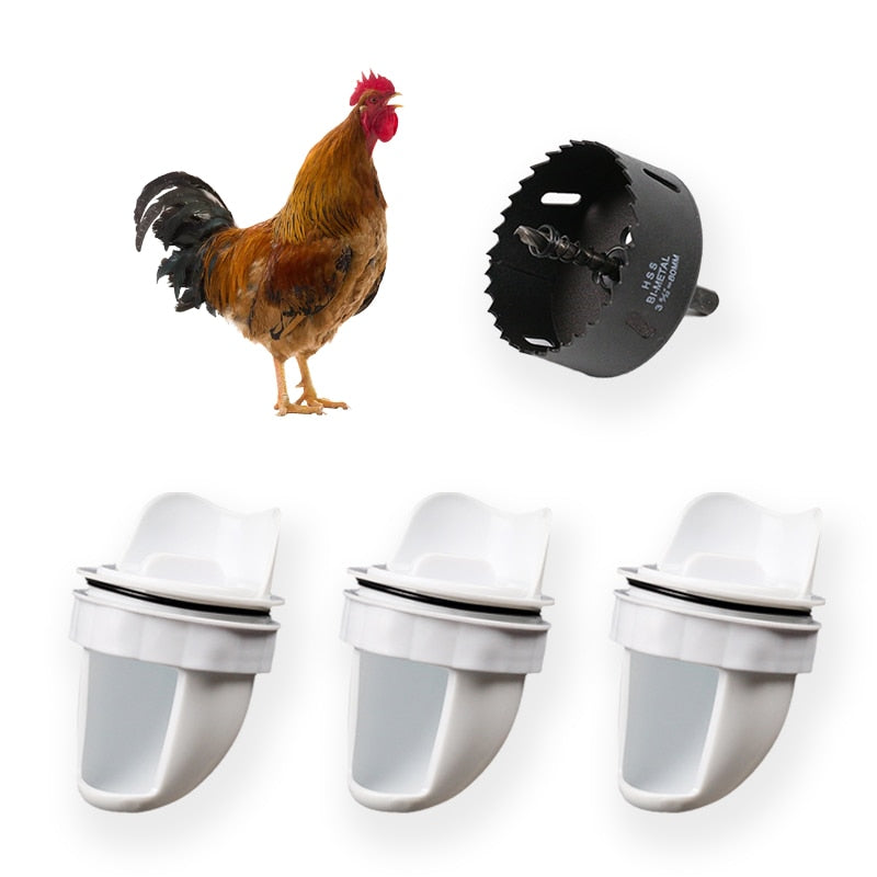 DIY Chicken Pro Feeder Pigeon Feeder Port Gravity Feed Plastic Kit Buckets Barrels Bins Troughs Farm Poultry Feeding Supplies - myfunfarm