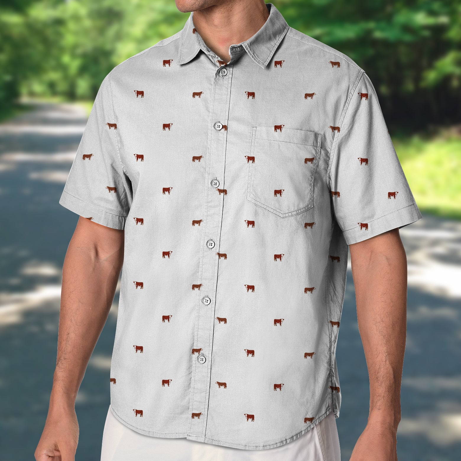 Hereford cattle icon pattern - Button Down Shirts for farmers - myfunfarm