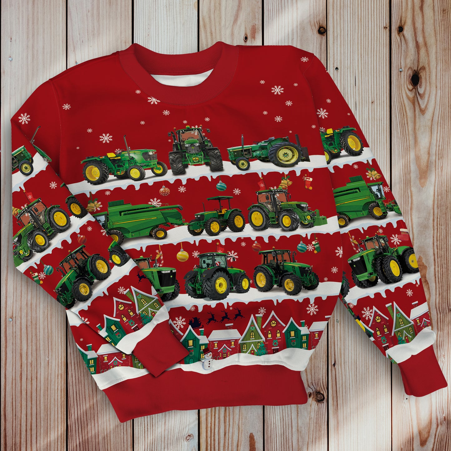 Tractor in Snow - Merry Christmas - Unisex Hoodie, Sweatshirt, Pants for Adult and Kid - myfunfarm
