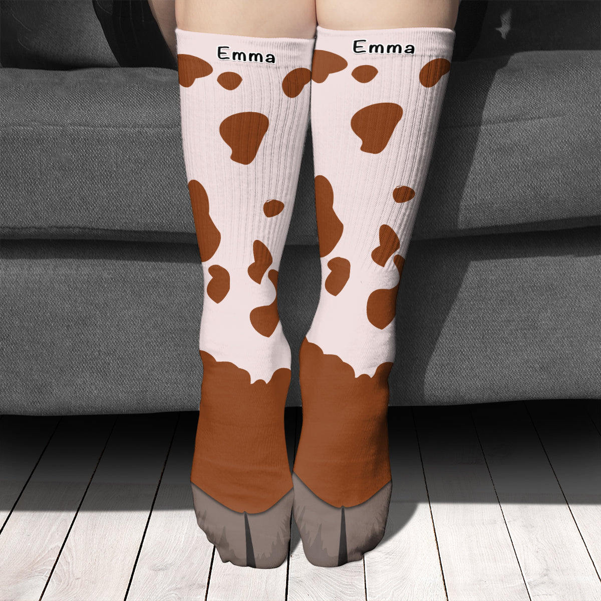Funny Socks Cattle leg Cute Style Personalized name Gift for cow lovers