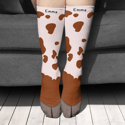 Funny Socks Cattle leg Cute Style Personalized name Gift for cow lovers