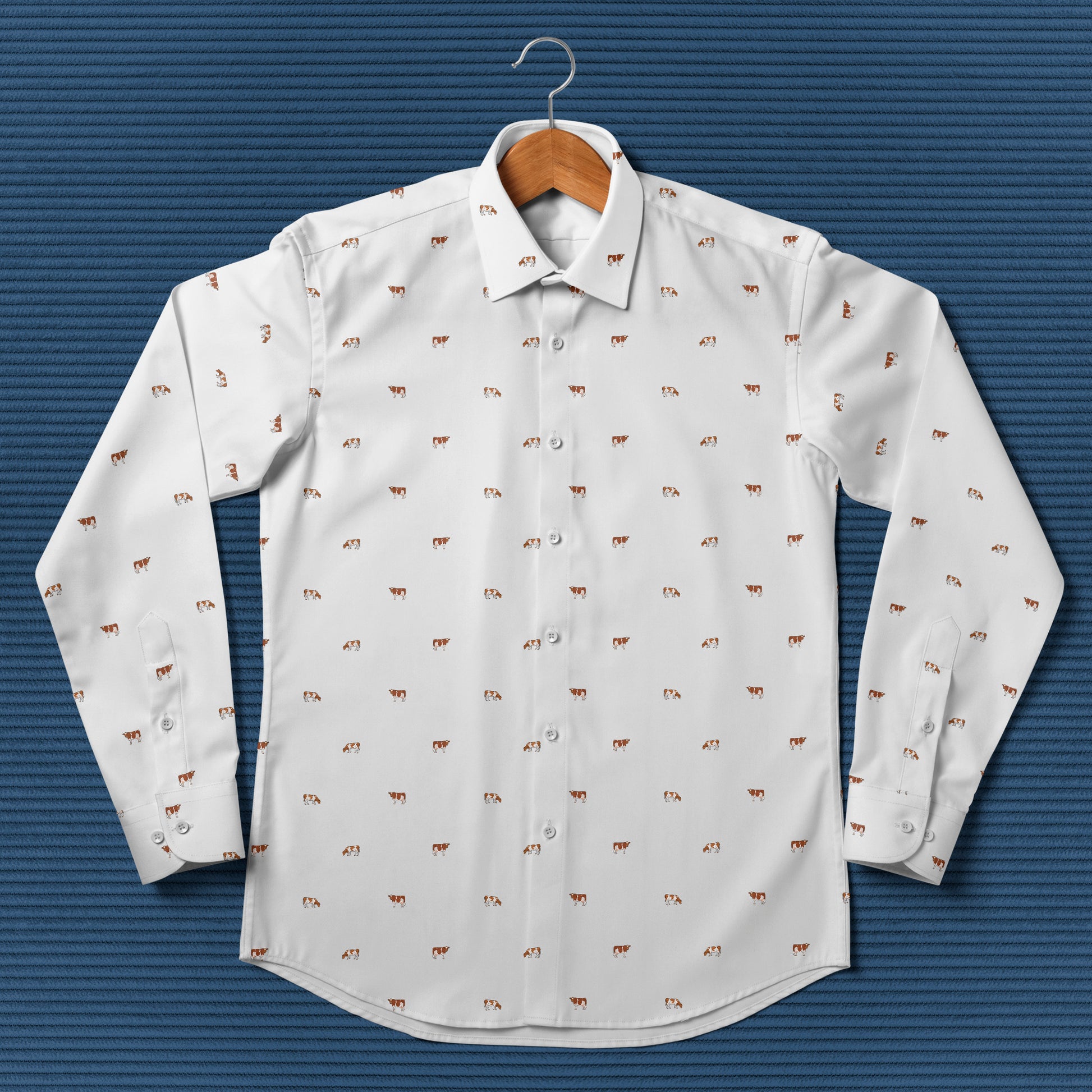 Guernsey cattle icon pattern - Men's Casual Long Sleeve Shirt - myfunfarm