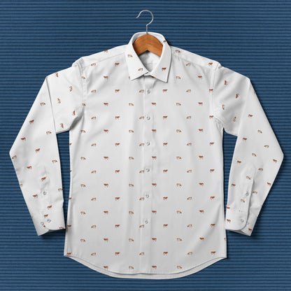 Guernsey cattle icon pattern - Men's Casual Long Sleeve Shirt - myfunfarm