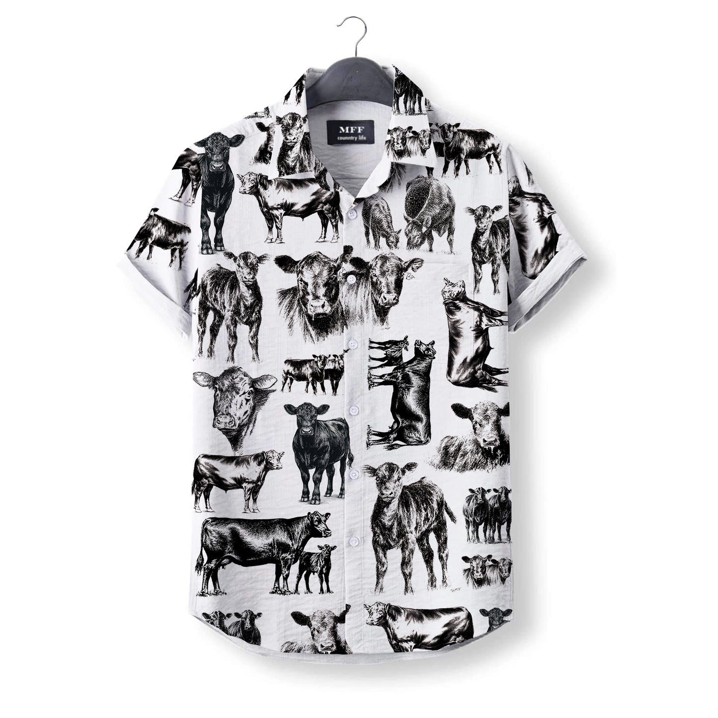 Black Angus Cattle pattern - Hawaiian Shirt for adult and youth - myfunfarm