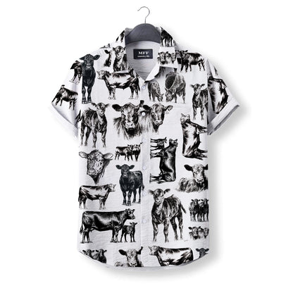 Black Angus Cattle pattern - Hawaiian Shirt for adult and youth - myfunfarm