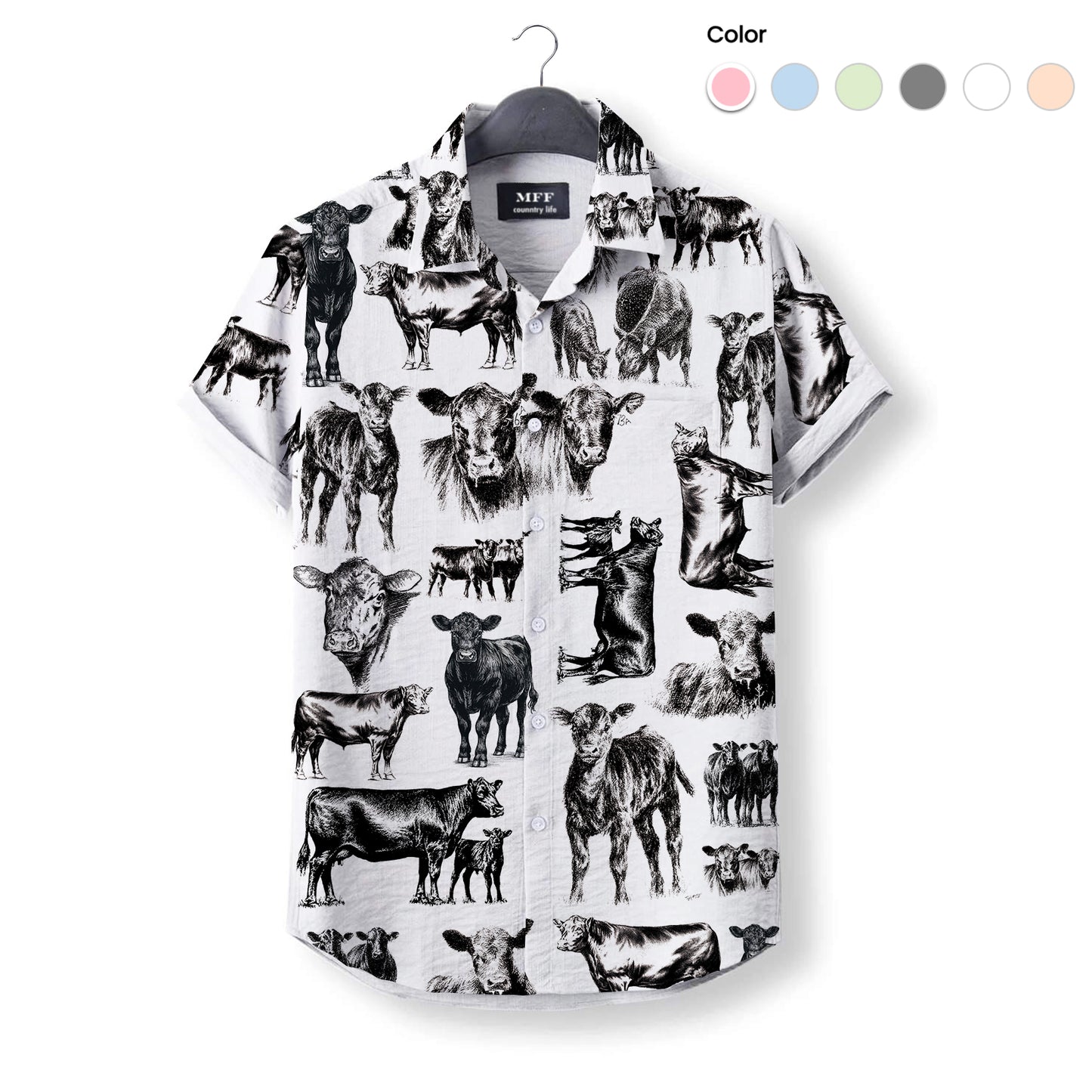 Black Angus Cattle pattern - Hawaiian Shirt for adult and youth - myfunfarm