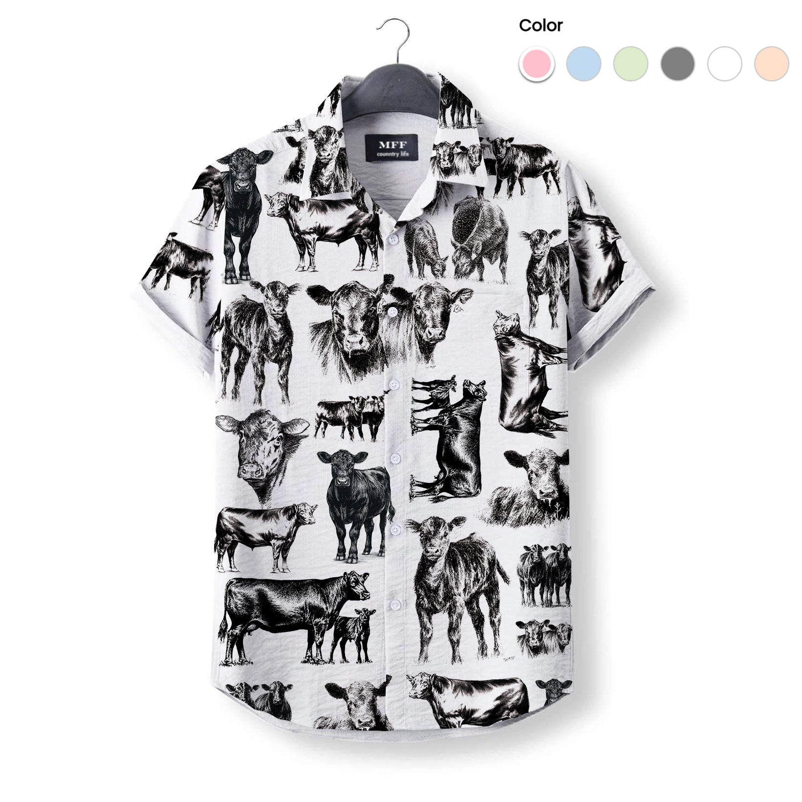 Black Angus Cattle pattern - Hawaiian Shirt for adult and youth - myfunfarm