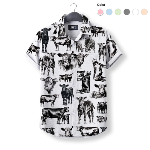 Black Angus Cattle pattern - Hawaiian Shirt for adult and youth