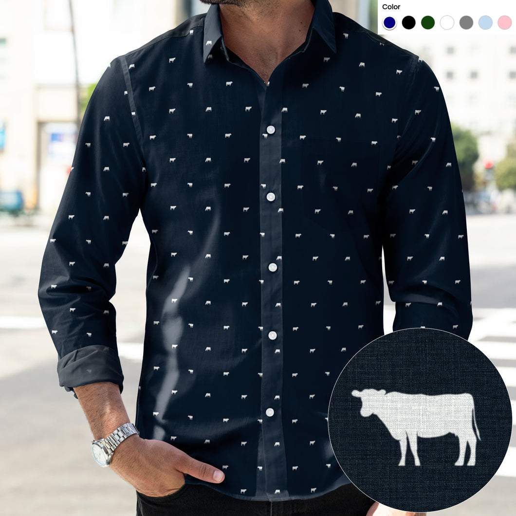 Cattle icon pattern - Men's Casual Long Sleeve Shirt