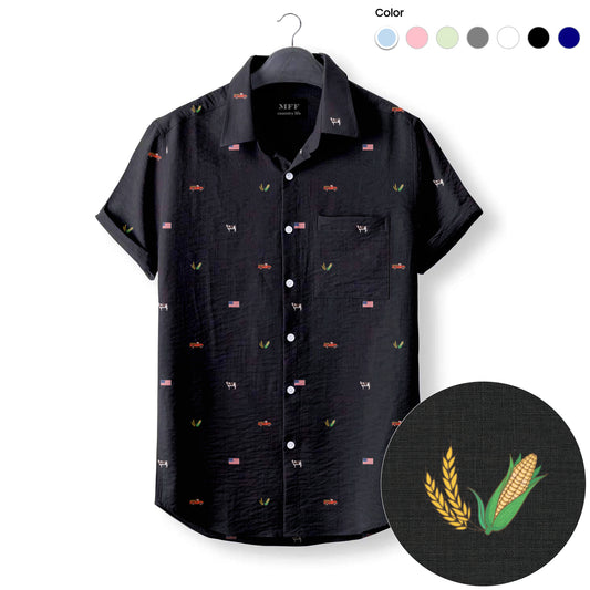American Farmer Pattern- Button Down Shirts for farmers