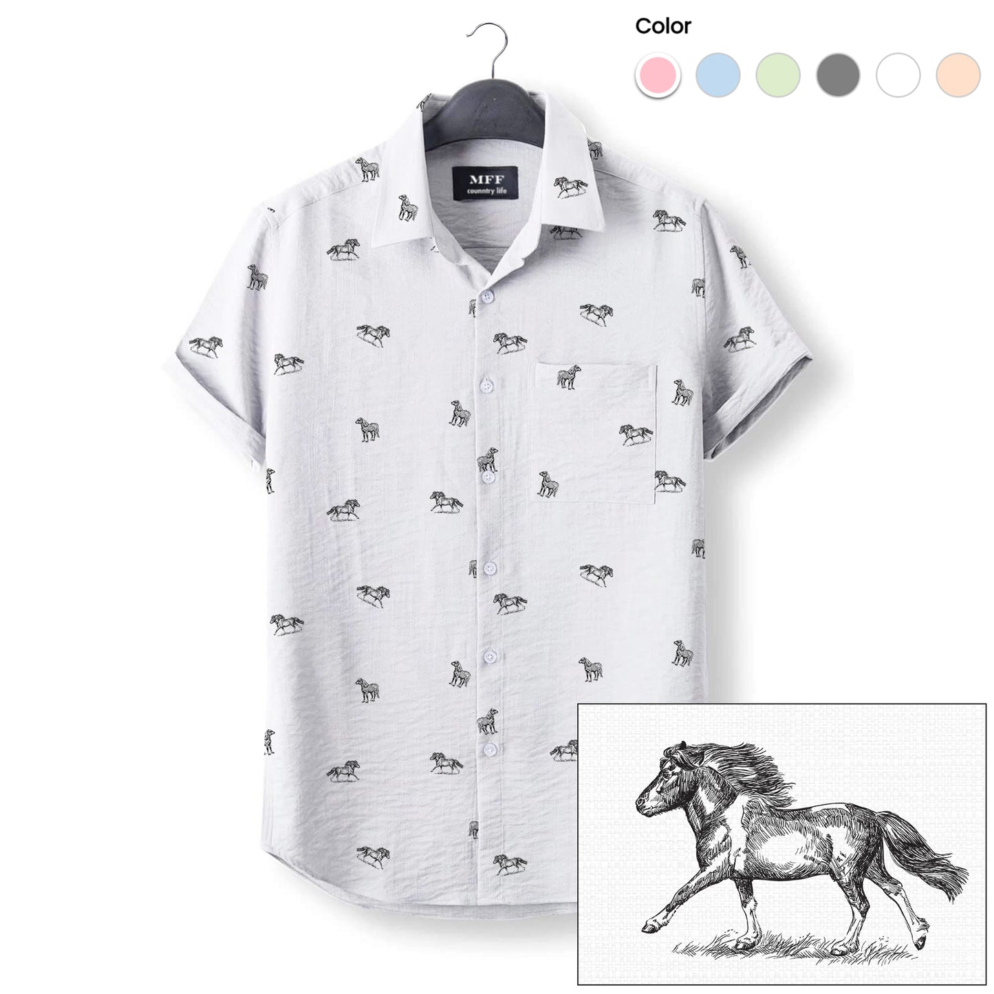 Pony Horse icon pattern - Button Down Shirts - myfunfarm