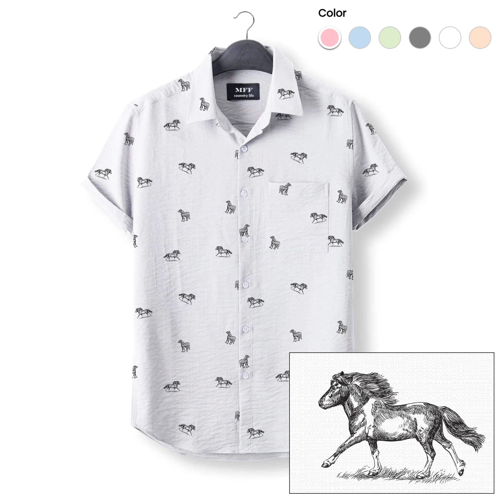 Pony Horse icon pattern - Button Down Shirts - myfunfarm