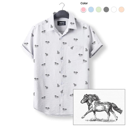 Pony Horse icon pattern - Button Down Shirts - myfunfarm
