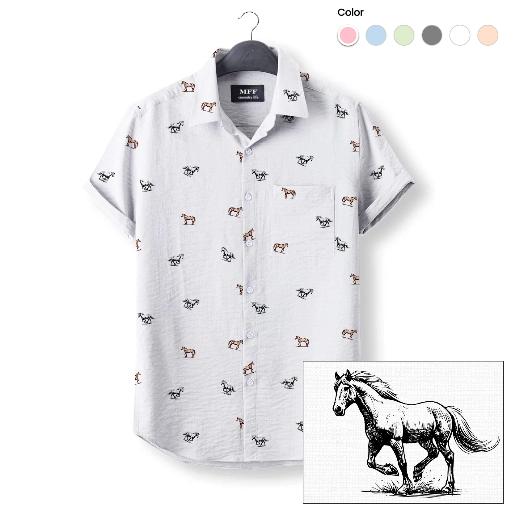 Horse icon pattern - Button Down Shirts - myfunfarm