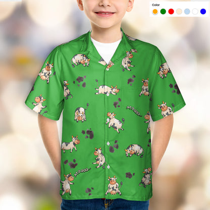 Cute Cow pattern - Hawaiian Shirt, Shorts for Kid