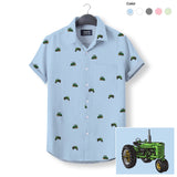 Green tractor icon pattern - Button Down Shirts for farmers