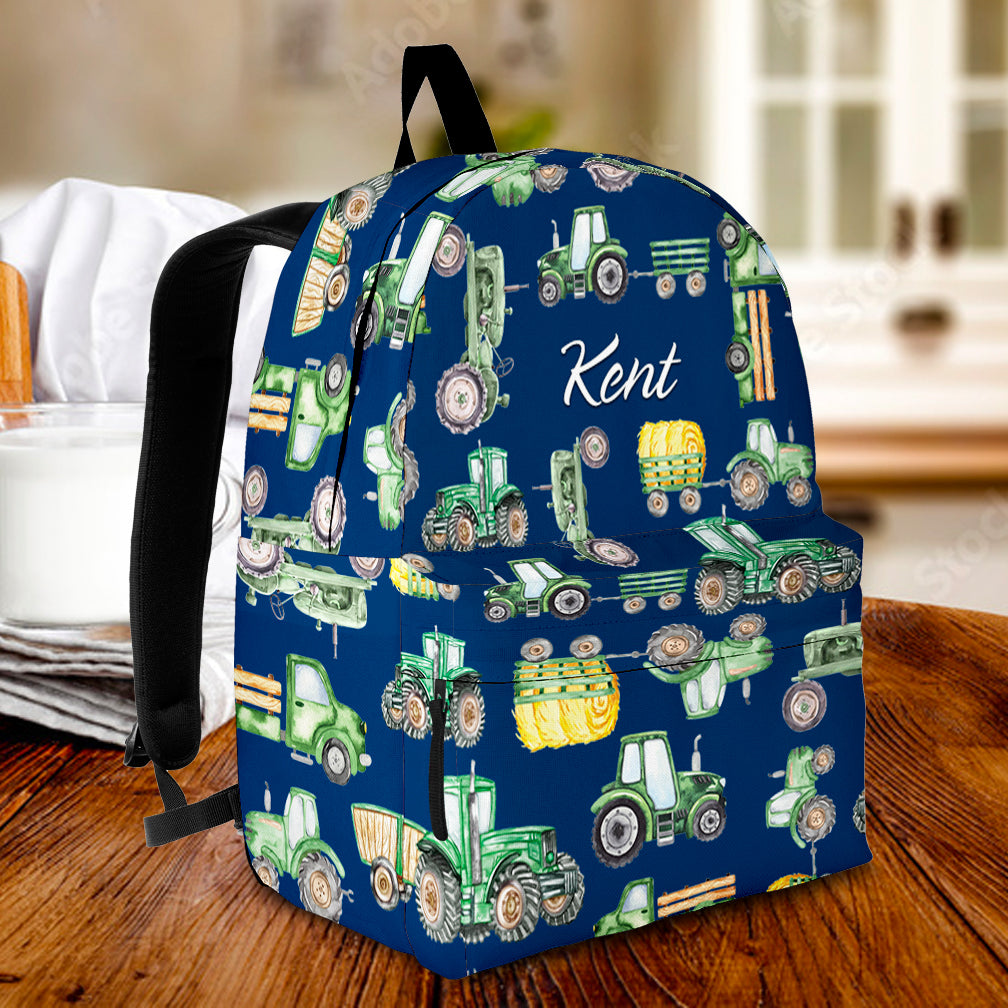 Personalised Bag-Custom Name Backpack Tractor pattern