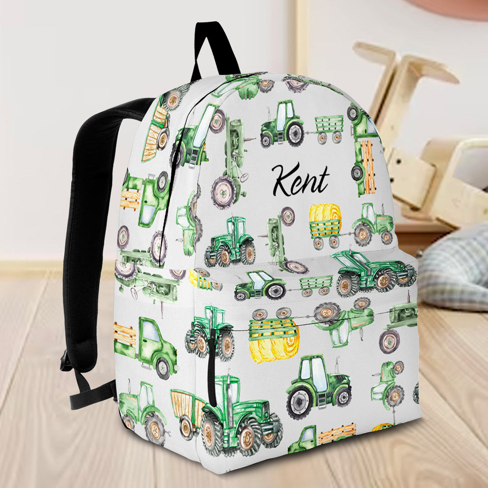 Personalised Bag-Custom Name Backpack Tractor pattern