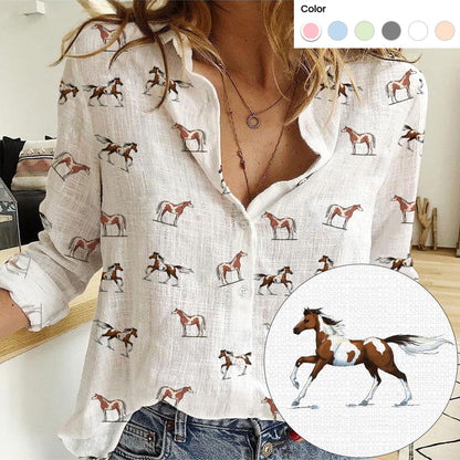 Paint Horse icon pattern Women's Mock Linen Shirts