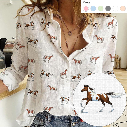 Paint Horse icon pattern Women's Mock Linen Shirts