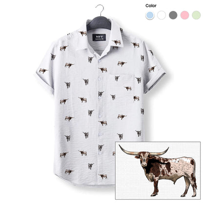 Texas Longhorn icon pattern - Button Down Shirts for farmers - myfunfarm