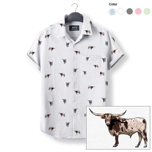 Texas Longhorn icon pattern - Button Down Shirts for farmers - myfunfarm