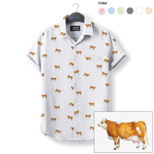 Simmental cattle icon pattern - Button Down Shirts for farmers