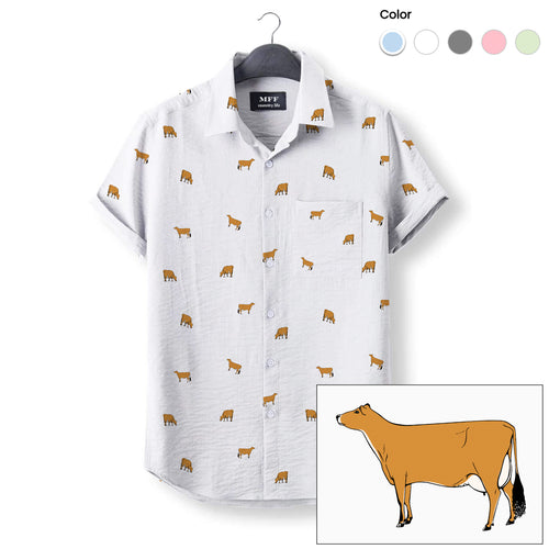 Jersey Cow icon pattern - Button Down Shirts for farmers